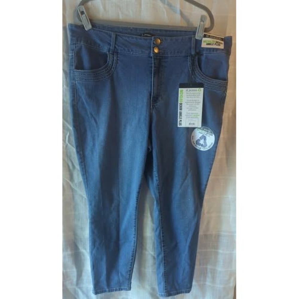 d.jeans Recycled Denim Ankle Plus Jeans Womens 20W Medium Stone Sandblast Blue